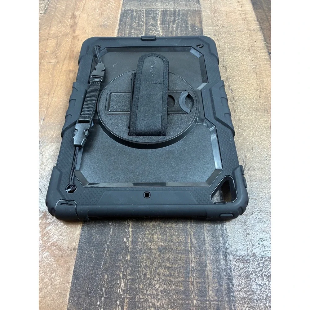 Seymac Rugged Tablet Case with Rotating Hand Strap Kickstand Black Blue